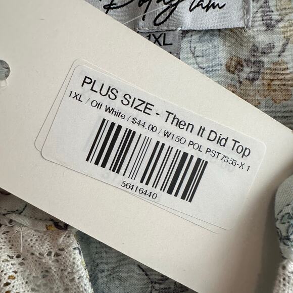 Polagram Then it Did Cotton Button Front Long Sleeve Floral Blouse 1XL - Picture 4 of 11